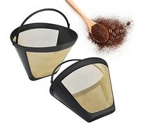 STCRERAG 2 Pcs Coffee Filter Universal Permanent Coffee Filters Reusable Coffee Mesh Basket Cup Coffee Dripper Pour Over Coffee Filter Gold Tone Filter