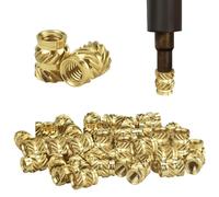 STCRERAG 50 Pcs M4 Threaded Insert Brass Internal Thread Knurled Nuts Female Heat Embedment Nut 3D Printing Set Inserts for Parts Plastic Shell, Gold