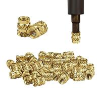 STCRERAG 50 Pcs Thread Insert M3 Thread Knurled Brass Nut Female Thread Brass Heat Set Insert Nuts Embedment Nut Threaded Bushings Press nut by Heat or Ultrasound for Plastic Parts,3D Pressure Parts