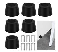 STCRERAG 6 Pcs Rubber Door Stops, 38 mm Wall Floor Mounted Rubber Door Stopper Black Wall Protectors with Screws for Homes Offices Schools