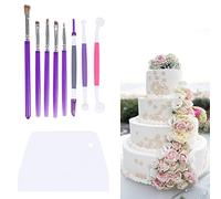 STCRERAG 8 Pcs Cake Modeling Tools Cake Painting Brush Sugarcraft Icing Decorating Flower Modelling Tools Fondant Cake Decorating Tool Cake Sculpting Tools with Cake Scraper for Fondant Flower Paste