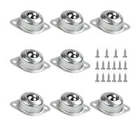 STCRERAG 8Pcs Ball Transfer Bearing Roller 2 Holes Transferring Ring Ball Wheel Universal Castor Balls with Carbon Steel Ball and 16 Pcs Screws for Gear, Furniture, Wheelchair