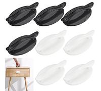 STCRERAG 8Pcs Self-Adhesive Cupboard Handles Stick on Door Handles Modern Cabinet Drawer Handle ABS Plastic Cupboard Door Pull Handle for Doors, Windows, Cupboards, Refrigerator(Black & White)