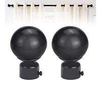 STCRERAG Poles Apart Ball Finial Curtain Rod Finials Replacement Sphere Drape Rod Finals Round Capped Finial Adjustable Screw for 25-28mm Curtain Internal Diameter Rods Set of 2, Black