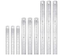 STCRERAG Stainless Steel Ruler Set Metal Rulers 9 pcs with 6/8/12inch Precision Rule Kit Double Side Metric and Imperial Precision Straight Edge,Measuring Tool for Engineering,Teaching