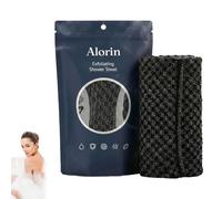 STDEI Alorin Exfoliating Antibacterial Shower Towel, Multi Exfoliating Shower Towel, Extra Long exfoliating Washcloth, Body Scrubber for Lathering and Dead Skin Removal (Black)