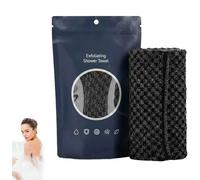 STDEI Exfoliating Antibacterial Shower Towel, Multi Exfoliating Shower Towel, Extra Long exfoliating Washcloth, Body Scrubber for Lathering and Dead Skin Removal (Black)