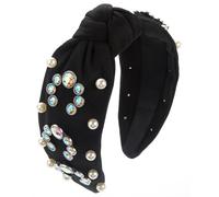 STDEV Elegant Wide Headband for Women Crystal Beads Studded Travel Headband Non-Slip Hairband for Girls