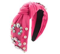 STDEV Elegant Wide Headband for Women Crystal Beads Studded Travel Headband Non-Slip Hairband for Girls