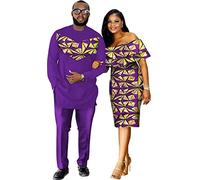 stdpcxz African Couples Suit Women Print Fashion Patchwork Dress Men 2 Pieces African Men‘S Attire Traditional Clothing 2,M