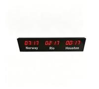STDZQCWY Time Zones World Clock, Large Digital Wall Mount World Time Clock With Red Green Display, Multi City Global Time Clock For Office, Hotel, Reception, Business Lobby red+white 3 cities