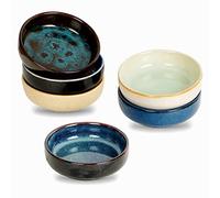STE-CER 3.35 Inch Ceramic Soy Sauce Dish,Pinch Bowl,Small Dipping Bowls for Side Dishes,Appetizers,Condiments-Set of 6(Assorted Colorful)