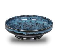 STE-CER Ceramic Fruit Bowl for Kitchen Counter,Decorative Pedestal Bowl for Table Countertop,Japanese Stye Large Footed Serving Bowl,10.2 Inch (Starry Blue)