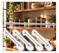 Ste of 3 Pack Shelf Guard Rail for Kitchen Cabinet, Wine Spice Rack | 12 16 20 24 26 28 36 48in Aluminum Alloy Anti-Fall Edge Fence, Bookshelf Display /Pantry /Plant Stand, Black, Bronze, Gray