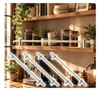 Ste of 3 Pack Shelf Guard Rail for Kitchen Cabinet, Wine Spice Rack | 12 16 20 24 26 28 36 48in Aluminum Alloy Anti-Fall Edge Fence, Bookshelf Display /Pantry /Plant Stand, Black, Bronze, Gray