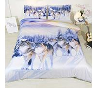 Ste-X 3 Pieces Bedding Set 400 Thread Count 100% Cotton Elegant Luxury Wolf, White Duvet Cover(1 Duvet Cover+2 Pillowcases 50x75cm) (220x230cm(king))