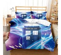 Ste-X 3 Pieces Doctor Who Kids Duvet Cover, Print Bedding Set with Zipper Closure,white Reversible Children Quilt Cover (135x200cm(Single),DW 03)