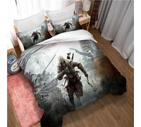 Ste-X Assassin's Creed Duvet Cover Set Red Blue Includes 2 Pillowcases (220x230cm(King),Assassin's Creed 02)