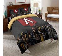 Ste-X Bed Set Adult Teen Boy, 1/2 Person APEX Legends ?Duvet Cover Graffiti Patterns 3 Piece Bed Set, Zipper, 2 Pillow Case (135x200cm(Single),hero 04)