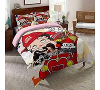 Ste-X Bedding 200X200, BETTY BOOP Duvet Cover Set and 2 Pillowcases 80x80cm, 3 Piece Soft Fluffy Bedding Set with Zipper (220x230cm(King),Cute 01)