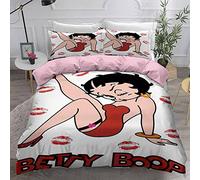 Ste-X Bedding 200X200, BETTY BOOP Duvet Cover Set and 2 Pillowcases 80x80cm, 3 Piece Soft Fluffy Bedding Set with Zipper (220x230cm(King),Cute 06)