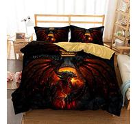 Ste-X Bedding 200X200, World of Warcraft Duvet Cover Set and 2 Pillowcases 80x80cm, 3 Piece Soft Fluffy Bedding Set with Zipper (135x200cm(Single),War 08)