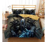 Ste-X Bedding 200X200, World of Warcraft Duvet Cover Set and 2 Pillowcases 80x80cm, 3 Piece Soft Fluffy Bedding Set with Zipper (200x200cm(Double),War 05)