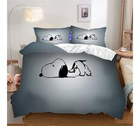 Ste-X Bedding Set 100% Soft Comfortable Microfiber Animal Fantasy - 1 Duvet Cover + 2 Pillowcases 80 X 80 Zipper Pink Grey (135x200cm(Single),Snoopy)