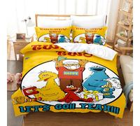 Ste-X Bedding Set 135x200cm Multiple Sizes Sesame Street Duvet Cover 100% Soft Comfortable Microfiber + 2 Pillowcase 80x80cm (200x200cm(Double),SS 06)
