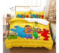 Ste-X Bedding Set 135x200cm Multiple Sizes Sesame Street Duvet Cover 100% Soft Comfortable Microfiber + 2 Pillowcase 80x80cm (220x230cm(King),SS 01)