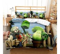 Ste-X Bedding Set Plants Vs. Zombies Duvet Cover Set for Boys Girls Junior/Cot Bed Reversible Lovely Colorful Comforter Cover (135x200cm(Single),PVZ 02)