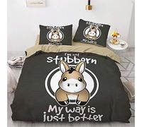 Ste-X Cartoon Animals Duvet Cover Set with Matching Pillow Cases 120 Thread Count Guaranteed Quilt Protector Cover Premium Bedding Collection Extra Soft (200x200cm(Double),donkey)