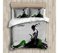 Ste-X Children's Bedding Set - 100% Microfiber - One Piece, Zoro, PortgasD Ace, Luffy Duvet Cover Set (Duvet Cover + 2 Pillowcase) (200x200cm(Double),Pattern 04)