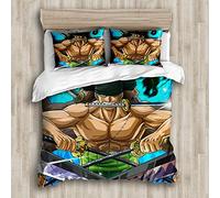 Ste-X Children's Bedding Set - 100% Microfiber - One Piece, Zoro, PortgasD Ace, Luffy Duvet Cover Set (Duvet Cover + 2 Pillowcase) (200x200cm(Double),Pattern 01)