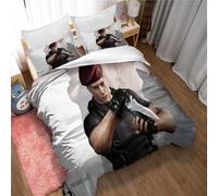 Ste-X Cotton Pure Resident Evil Bedskirt Set Thickened Bed Sheet Quilt Cover 3PC Bedding (135x200cm(Single),Resident Evil 01)