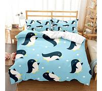 Ste-X Cute Penguin Bedding Sets - 100% Washed Cotton Duvet Covers Set Breathable Durable Soft - Hotel Quality with Zipper Closure (200x200cm(Double),Penguin 06)