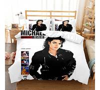Ste-X Duvet Cover Set 3Pcs Michael Jackson Bedding Set Soft Microfiber Easy Care Quilt Cover Witn 2 Pillow Cases for Teens Girls Kids Reversible Duvet Set (220x230cm(King),MJ 04)