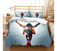 Ste-X Duvet Cover Set 3Pcs Michael Jackson Bedding Set Soft Microfiber Easy Care Quilt Cover Witn 2 Pillow Cases for Teens Girls Kids Reversible Duvet Set (200x200cm(Double),MJ 03)