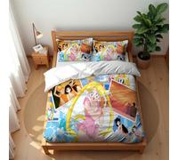 Ste-X Duvet Cover Set Anti-mite and Breathable 3 Pieces Sailor Moon Bedding Set Hotel Quality Comforter Cover Set with 2 Pillowcases (No Filler) (Moon 02,220x230cm(King))