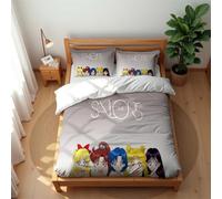 Ste-X Duvet Cover Set Anti-mite and Breathable 3 Pieces Sailor Moon Bedding Set Hotel Quality Comforter Cover Set with 2 Pillowcases (No Filler) (Moon 03,220x230cm(King))