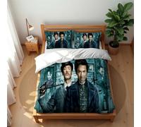 Ste-X Duvet Cover Set Anti-mite and Breathable 3 Pieces Sherlock Holmes Bedding Set Hotel Quality Comforter Cover Set with 2 Pillowcases (No Filler) (SH 06,200x200cm(Double))