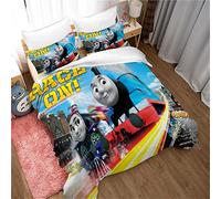 Ste-X Duvet Cover Set Thomas The Train 3 Piece Soft and Breathable White Bedding Sets - Zipper + 2 Pillowcases 80 X 80 (200x200cm(Double),Thomas 05)