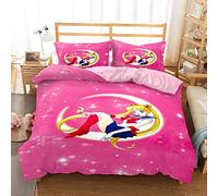 Ste-X Easy Care Duvet Cover Set | Double Bed Size | Sailor Moon Bedding (135x200cm(Single),Pink 05)