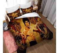 Ste-X Kung Fu Bruce Lee Bedding Set Duvet Cover, Bedding Set Amateur Microfiber Duvet & Pillowcases Printed (135x200cm(Single),Style 05)