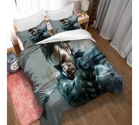 Ste-X Metal Gear Solid Egyptian Cotton Bedding Set Duvet Cover Set Soft Queen Size Bedsheet Quilt Cover (135x200cm(Single),MGS 02)