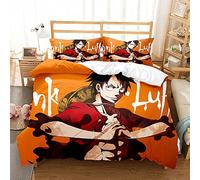 Ste-X One Piece Luffy Chopper Zoro Bedding Sets - 100% Washed Cotton Duvet Covers Set Breathable Durable Soft - Hotel Quality with Zipper Closure (135x200cm(Single),OP 05)