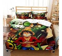 Ste-X One Piece Luffy Chopper Zoro Bedding Sets - 100% Washed Cotton Duvet Covers Set Breathable Durable Soft - Hotel Quality with Zipper Closure (200x200cm(Double),OP 03)