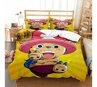 Ste-X One Piece Luffy Chopper Zoro Bedding Sets - 100% Washed Cotton Duvet Covers Set Breathable Durable Soft - Hotel Quality with Zipper Closure (135x200cm(Single),OP 01)