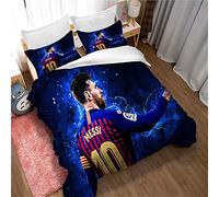 Ste-X Person Bedding Set with Microfiber Duvet Cover and Pillowcases, Lionel Messi Bedding Set for Child (135x200cm(Single),Style 05)