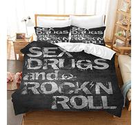 Ste-X The Will of Rock Music Panel Multi Colour All Season Luxury Soft Duvet Cover Quilt Bedding Set with Pillowcase (200x200cm(Double),Rock 01)